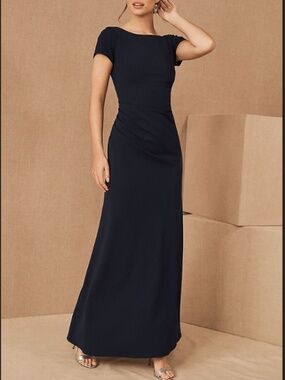 BHLDN Matisse black crepe cap sleeve gown size 4 NWT